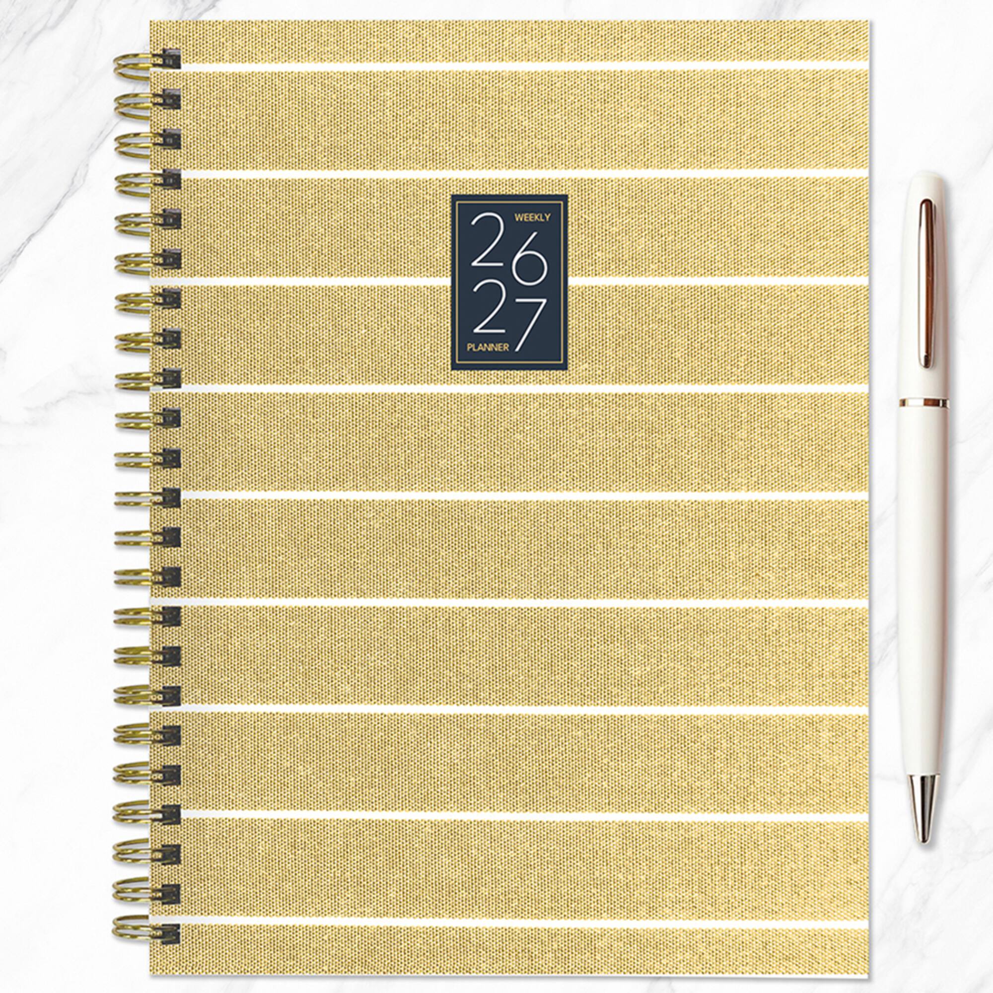 TF Publishing Yellow Medium 2026-27 Linen Weekly Monthly Planner